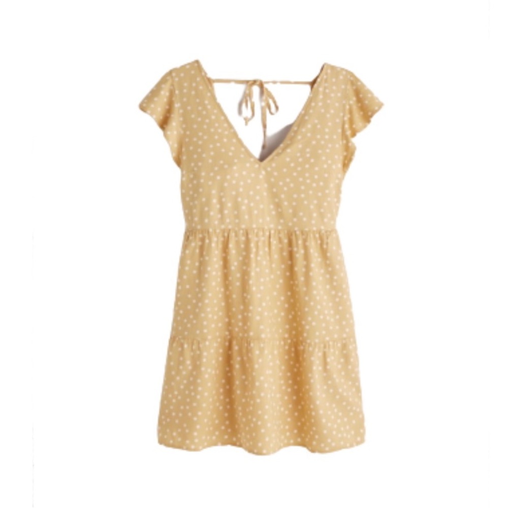Abercrombie & Fitch Yellow Polka Dot Trapeze Mini Dress size M